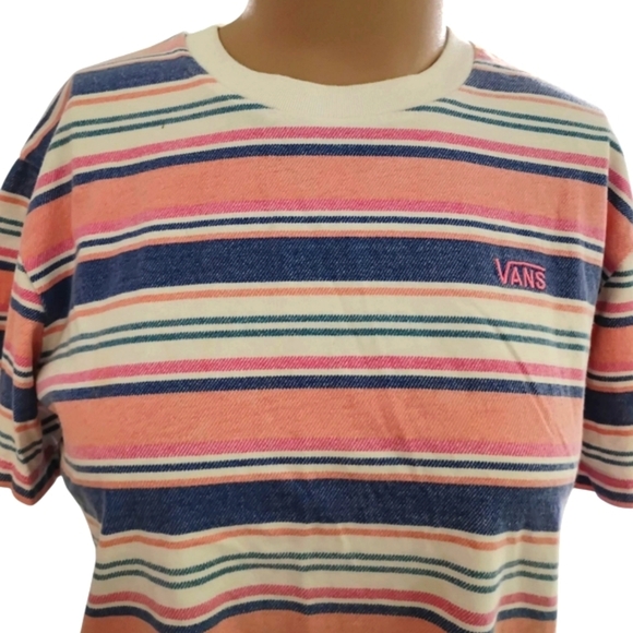 VANS | Wazzy Stripe Coral Beach Vibes Skate Short Sleeve Crop TShirt | XS NWOT - Picture 4 of 7